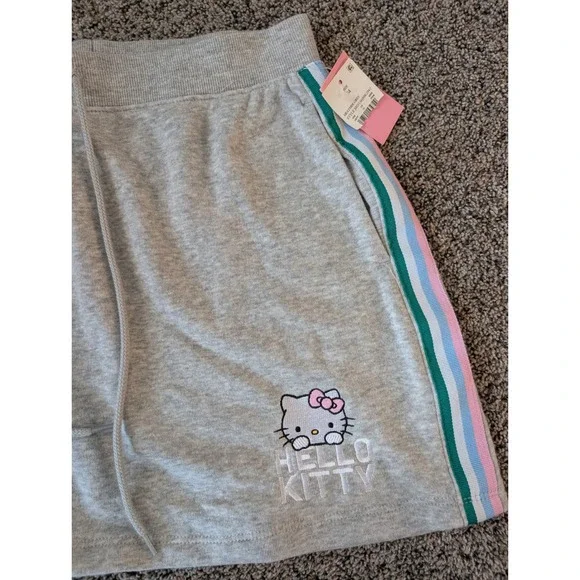 Hello Kitty Sanrio Heather Grey Fleece Mini Skirt Side Stripe J003536JHK2947 M - Picture 4 of 5